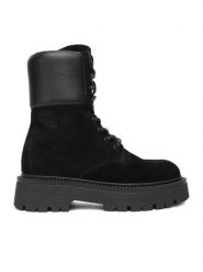 Badura Trzewiki EO-AMIRA-8002 Czarny. Czarne botki Badura, bez wzorów, ze skóry, bez obcasa, bez zapięcia. Za 299.99 zł.