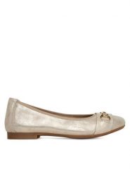 Remonte Baleriny D0K10-90 Złoty. Żółte baleriny Remonte, bez wzorów, z nubiku, bez obcasa, bez zapięcia. Za 221.99 zł.