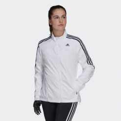 Kurtka damska adidas Marathon 3-Bandes. Białe kurtki do biegania adidas, xs, bez wzorów, z materiału, bez kaptura, do biegania. Za 279.00 zł.