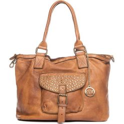 Skórzana torebka w kolorze jasnobrązowym - 34 x 29 x 13 cm. Torebki klasyczne Mia Tomazzi, Anna Morellini & Co. W wyprzedaży za 601.95 zł.