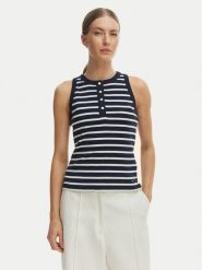 Tommy Hilfiger Top WW0WW49251 Granatowy Slim Fit. Niebieskie topy Tommy Hilfiger, m, bez wzorów, z bawełny, bez kołnierzyka, bez ramiączek. Za 289.99 zł.