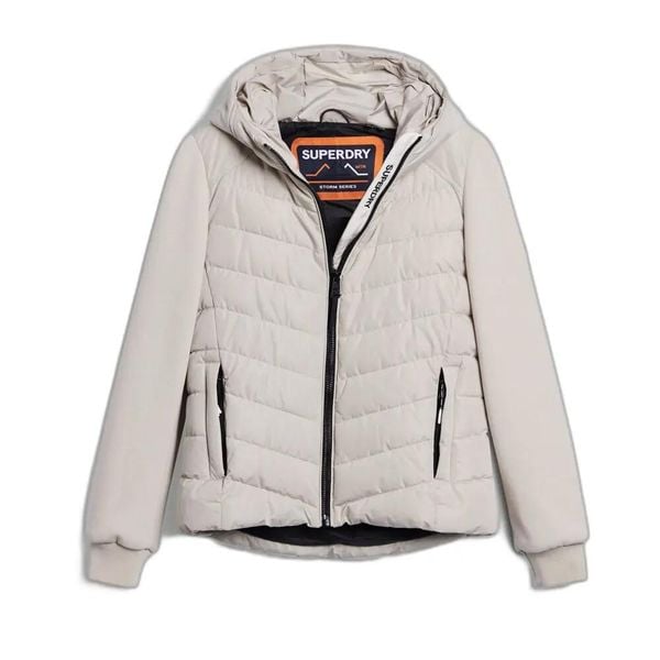 Damska kurtka z kapturem Superdry Storm Hybrid. Brązowe kurtki Superdry, xs, bez wzorów, z bawełny, klasyczne, z kapturem. Za 474.40 zł.