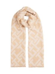 Tommy Hilfiger szalik tkany z wełną Kobiety Wełna beżowy|brązowy, ONE SIZE. Brązowe szaliki i kominy Tommy Hilfiger, bez wzorów, z wełny, eleganckie. Za 249.95 zł.