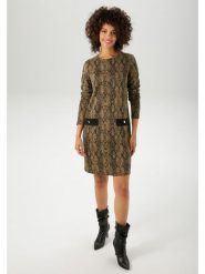 Aniston Sukienka w kolorze jasnobrązowo-czarnym rozmiar: 42. Brązowe sukienki Aniston, bez wzorów, bez kołnierzyka, bez ramiączek, mini. Za 69.75 zł.