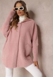 Różowy Płaszcz Wełniany Oversize Zasuwany z Kapturem Lanai. Czerwone płaszcze Renee, bez wzorów, z bawełny, eleganckie, z kapturem. W wyprzedaży za 139.99 zł.