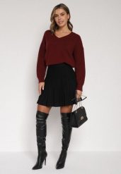 Czarna Plisowana Spódnica z Wiskozą z Wysokim Stanem Nesadoe. Czarne spódnice Born2be, do pracy, m, bez wzorów, z koronki, biznesowe, mini, koszulowe. Za 89.99 zł.