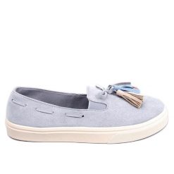 PA1 Trampki wiosenne z frędzlami Salma Grey szare. Szare trampki PA1, bez wzorów, ze skóry ekologicznej, boho, bez zapięcia. Za 109.24 zł.