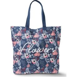 Worek "Flowers" bonprix kasztanowo-biało-ciemnoniebieski w kwiaty. Shopper bag marki DOMYOS. Za 34.99 zł.