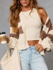 Milan Kiss Kardigan w kolorze kremowo-brązowym rozmiar: S. Brązowe swetry Milan Kiss, s, bez wzorów, z bawełny, bez ramiączek. Za 165.99 zł.