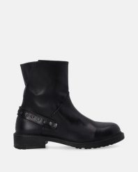 CZARNE BOTKI Z NITAMI H001LEBLOBB003. Czarne botki Venezia, bez wzorów, ze skóry, bez obcasa, bez zapięcia. Za 359.00 zł.