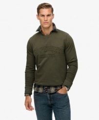 Superdry Bluza Athletic z tłoczonym logo z bawełny organicznej. Zielone bluzy Superdry, xl, z aplikacjami, z bawełny, klasyczne, bez ramiączek, bez kaptura. Za 326.10 zł.