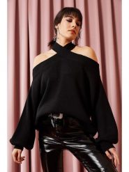 Olalook Sweter w kolorze czarnym rozmiar: onesize. Czarne swetry Olalook, bez wzorów, bez ramiączek. Za 70.41 zł.