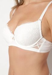 Jasnobeżowy Biustonosz z Koronką i Kokardką Amirio. Brązowe biustonosze Renee, bez wzorów, z koronki. Za 39.99 zł.