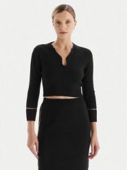 Simona Corsellini Sweter A25CPMGE0601 Czarny Slim Fit. Czarne swetry SIMONA CORSELLINI, l, bez wzorów, z wiskozy, bez ramiączek. Za 929.99 zł.