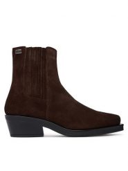 Tommy Jeans Botki Tjw Suede Cowboy Boots EN0EN03142 Brązowy ciemny. Brązowe botki Tommy Jeans, bez wzorów, z jeansu, bez obcasa, na słupku, bez zapięcia. Za 649.99 zł.