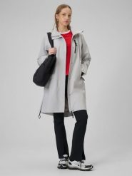 4F Płaszcz membrana 8000 damski - szary XS. Szare płaszcze 4f, xs, bez wzorów, ze skóry, bez kaptura. Za 499.99 zł.