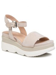 Geox Sandały D Gardenia C D02HBC 00021 C6738 Beżowy. Brązowe sandały Geox, bez wzorów, ze skóry, bez obcasa, na koturnie, bez zapięcia. Za 479.00 zł.