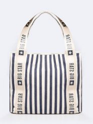 BIG STAR Shopper bag w kolorze kremowo-granatowym - 50 x 40 cm rozmiar: onesize. Brązowe shopper bag BIG STAR, bez wzorów, z materiału, retro, na ramię, bez dodatków. Za 129.99 zł.