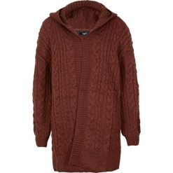 Sweter rozpinany w warkocze, z kapturem. Czarne swetry bonprix, bez wzorów, bez ramiączek. Za 124.99 zł.