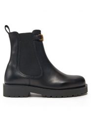 TWINSET Sztyblety 242TGT168 Czarny. Czarne botki Twinset, bez wzorów, ze skóry, bez obcasa, na płaskiej podeszwie, bez zapięcia. Za 919.99 zł.
