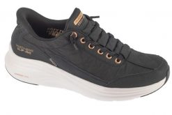 Buty sportowe Sneakersy damskie, Slip-ins: Contour Foam - Golden Hour. Czarne buty treningowe Skechers, bez wzorów, z materiału, przed kostkę, bez zapięcia, trekkingowe. Za 399.99 zł.
