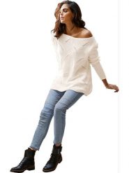 Heine Sweter w kolorze kremowym rozmiar: 48. Brązowe swetry Heine, bez wzorów, z bawełny, bez ramiączek. Za 83.22 zł.