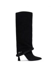 KARL LAGERFELD Kozaki Debutante KL32082 Czarny. Czarne kozaki KARL LAGERFELD, bez wzorów, ze skóry, bez obcasa, na słupku, bez zapięcia. Za 1,319.00 zł.