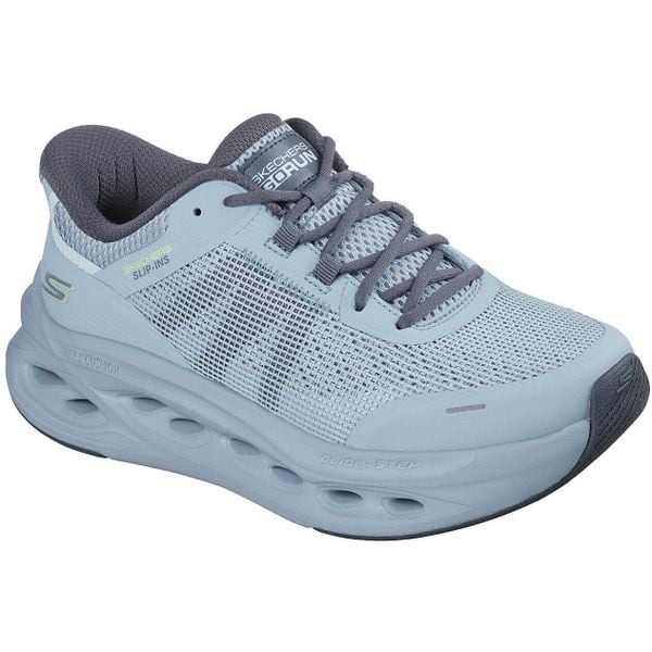 Buty sportowe damskie Skechers Max Cushioning Glide step A. Szare buty sportowe lifestyle Skechers, bez wzorów, sportowe, bez zapięcia. Za 590.00 zł.