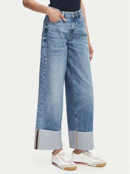 Guess Jeans Jeansy W6RA2B D5M5M Niebieski Wide Leg. Niebieskie jeansy Guess Jeans, m, z aplikacjami, z bawełny. Za 319.99 zł.