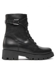 TWINSET Trapery Anfibio 242GCJ S Czarny. Czarne traperki Twinset, bez wzorów, ze skóry, bez obcasa, bez zapięcia. Za 999.00 zł.