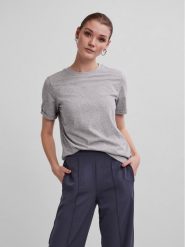 Pieces T-Shirt Ria 17086970 Szary Regular Fit. Szare t-shirty Pieces, l, bez wzorów, z bawełny, bez kołnierzyka, bez ramiączek. Za 49.99 zł.