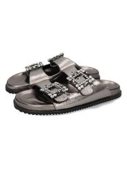 MELVIN & HAMILTON Skórzane klapki "Eve 1" w kolorze srebrnym rozmiar: 39. Szare klapki Melvin & Hamilton, bez wzorów, klasyczne, z otwartym noskiem, bez obcasa, bez zapięcia. Za 304.99 zł.