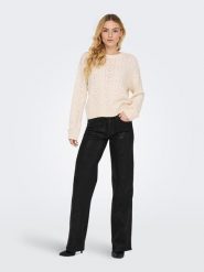 ONLY Sweter w kolorze kremowym rozmiar: S. Brązowe swetry ONLY, s, bez wzorów, z materiału, bez ramiączek. Za 86.99 zł.