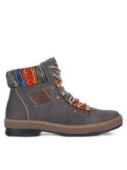 Rieker Botki Z6743-45 Szary. Szare botki Rieker, bez wzorów, bez obcasa, na płaskiej podeszwie, bez zapięcia. Za 295.00 zł.