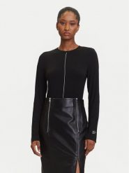 KARL LAGERFELD Bluzka A3W17007 Czarny Slim Fit. Czarne bluzki KARL LAGERFELD, m, bez wzorów, z wiskozy, bez kołnierzyka, bez ramiączek. Za 469.99 zł.