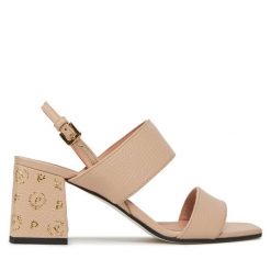 Sandały Pollini. Brązowe sandały Pollini, bez wzorów, bez obcasa, na słupku, bez zapięcia. Za 1,979.00 zł.