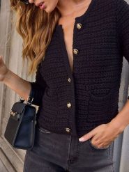 Milan Kiss Kardigan w kolorze czarnym rozmiar: L. Czarne swetry Milan Kiss, l, bez wzorów, bez ramiączek. Za 152.99 zł.