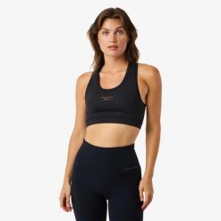 Biustonosz sportowy Trening Damska Swedemount Core Light Support Oddychający. Czarne biustonosze sportowe SWEDEMOUNT, bez wzorów, z tkaniny, na fitness i siłownię. W wyprzedaży za 95.00 zł.