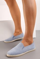 Jasnoniebieskie Płaskie Wsuwane Tenisówki Ozdobione Plecionką na Podeszwie Elmoon. Niebieskie trampki Born2be, bez wzorów, z jeansu, biznesowe, bez zapięcia. Za 69.99 zł.