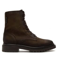 Botki Tamaris. Brązowe botki Tamaris, bez wzorów, bez obcasa, na płaskiej podeszwie, bez zapięcia. Za 289.99 zł.