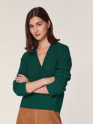 Rodier Wełniany sweter w kolorze zielonym rozmiar: S. Zielone swetry Rodier, s, bez wzorów, z wełny, bez ramiączek. Za 295.99 zł.