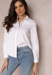 Biała Koszula Good Vibes Only. Białe koszule Renee, s, z aplikacjami, eleganckie, bez kołnierzyka, bez ramiączek. W wyprzedaży za 69.99 zł.
