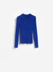Sweter z dodatkiem wełny - niebieski. Niebieskie swetry Reserved, l, bez wzorów, z dzianiny, bez ramiączek. Za 129.99 zł.