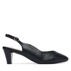Czółenka Caprice. Czarne czółenka Caprice, bez wzorów, bez obcasa, bez zapięcia. Za 339.99 zł.