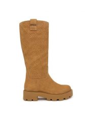 Guess Kozaki FLFL2Y SUE11 Brązowy jasny. Brązowe kozaki Guess, z aplikacjami, ze skóry, bez obcasa, na płaskiej podeszwie, bez zapięcia. Za 824.99 zł.