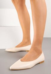 Beżowe Balerinki Vices Ozdobione Migdałowym Noskiem Neoranea. Brązowe baleriny Renee, bez wzorów, z jeansu, eleganckie, bez obcasa, bez zapięcia. Za 54.99 zł.