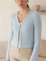 Sweter zapinany na guzik - niebieski. Niebieskie swetry Sinsay, l, bez wzorów, bez ramiączek. Za 39.99 zł.