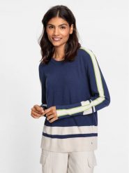 Olsen Sweter 11004261 Granatowy Regular Fit. Niebieskie swetry Olsen, bez wzorów, z syntetyku, bez ramiączek. Za 499.99 zł.