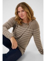 KAFFE curve Sweter "Linia" w kolorze szarobrązowym rozmiar: S. Brązowe swetry KAFFE curve, s, bez wzorów, bez ramiączek. Za 82.99 zł.