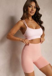 Różowe Szorty Kolarki High Waist z Efektem Push Up Pielara. Czerwone szorty Renee, bez wzorów, eleganckie. W wyprzedaży za 35.99 zł.